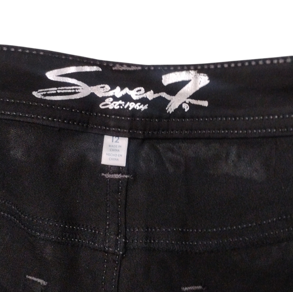 7 Seven Jeans Madison Skinny Gem Encrusted Black Jeans SZ 12 - Picture 3 of 6